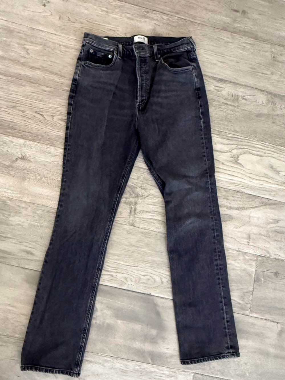 Agolde Black High-Rise Straight Jeans